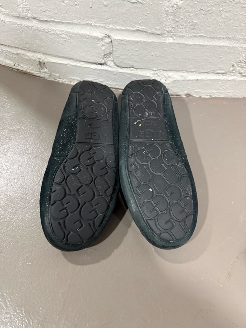 UGG Black Suede Moccasin Slippers with Bow Accent - Picture 4 of 5